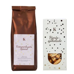 Gavepakke Spesial kaffe & hjertesjokolade gull