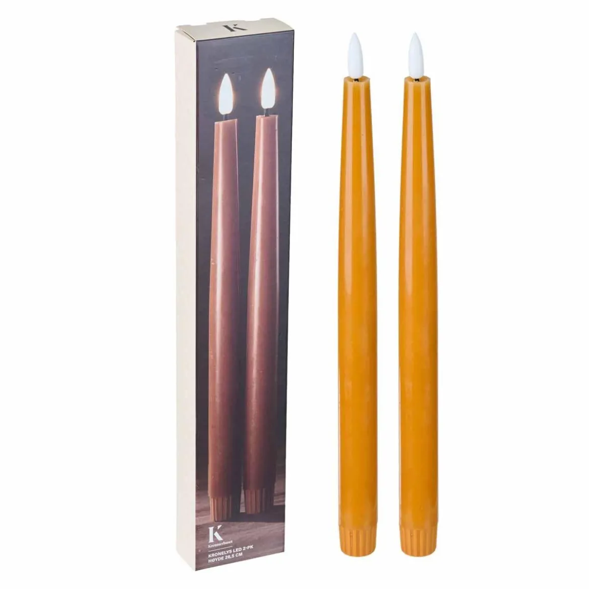 Kronelys LED 2 pk 26,5 cm oker