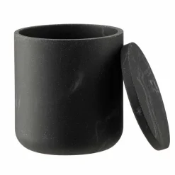 Krukke med lokk marmor sort