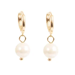 Øreringer med perle, Gull
